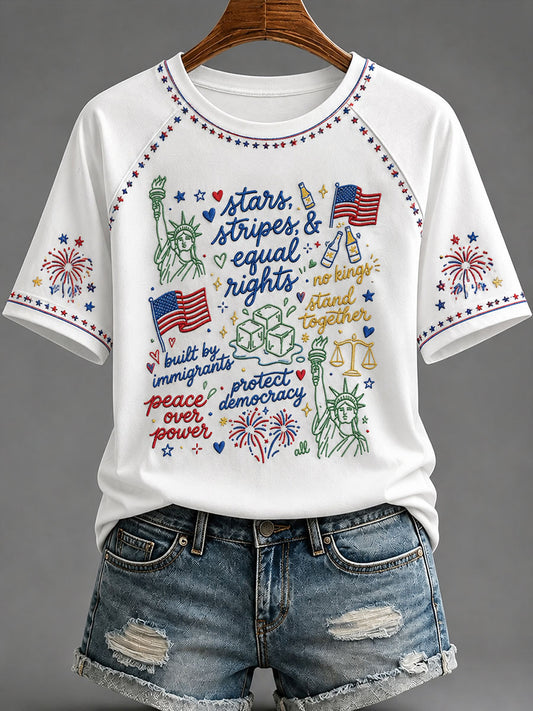 Women's USA 1776-2026 Printed Casual T-Shirt