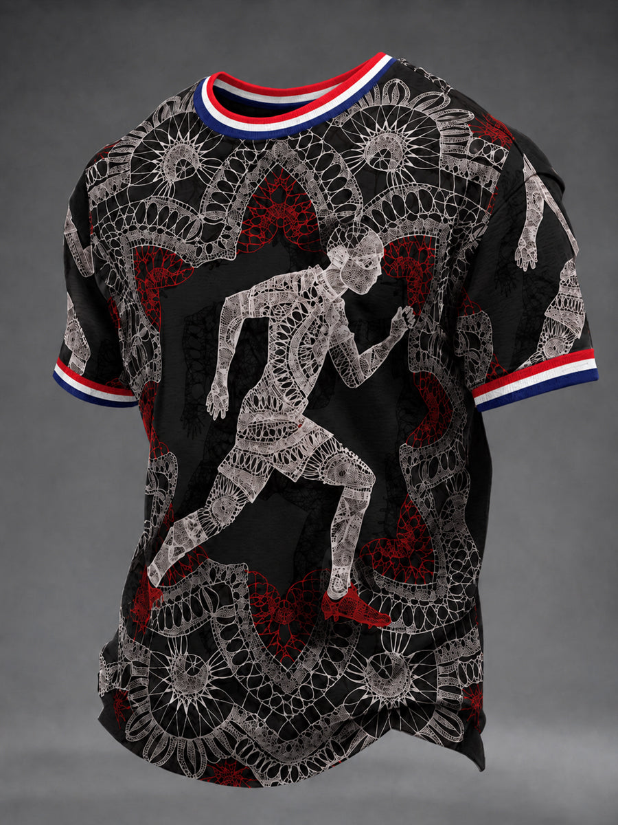 Men's Paraguay Football Fan Gift Art Print Casual Short Sleeve T-shirt