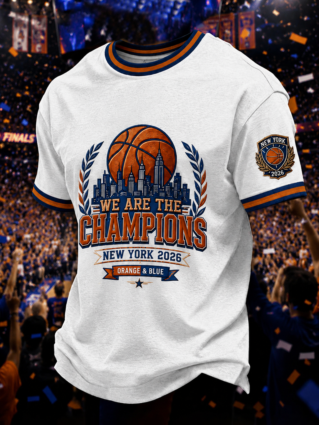 Men's New York Basketball Champions Celebration Print Casual Tee