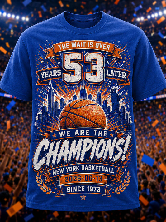 Men's New York Basketball Champions Celebration Print Casual Tee