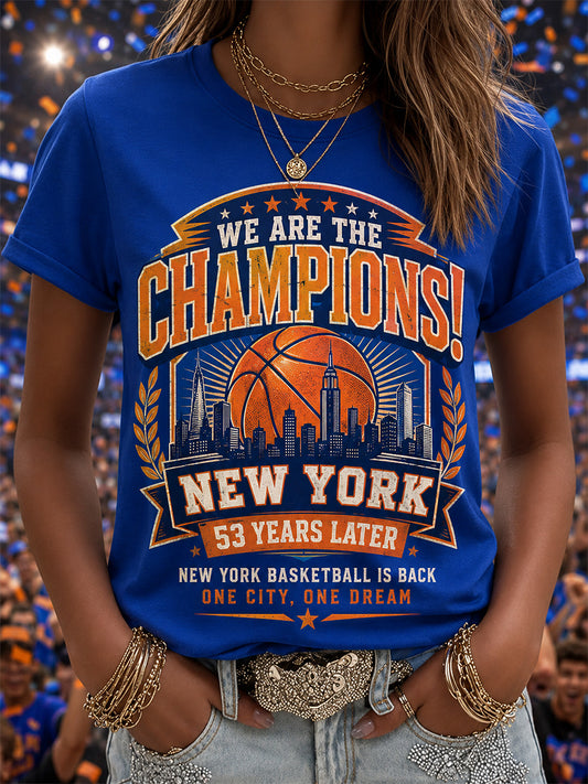 Women's New York Basketball Champions Celebration Print Casual Tee