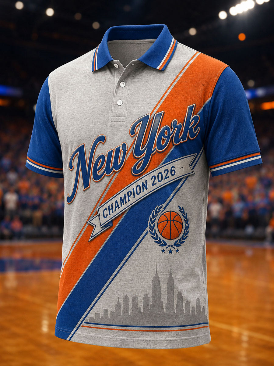 Men's New York 2026 Champion Patchwork Polo Shirt