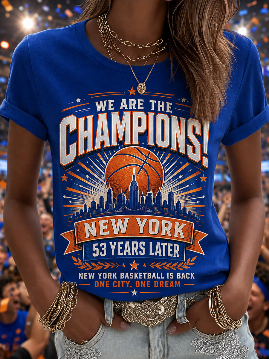 Women's New York Basketball Champions Celebration Print Casual Tee