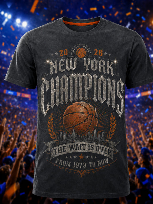 Men's New York Basketball Champions Celebration Print Casual Tee