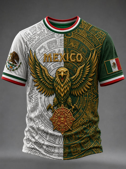 Men's Mexico Football Lover Art O-neck  Short Sleeve T-shirt