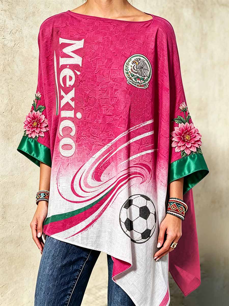 Women's Fashion Mexican Art Print Irregular Hem Top