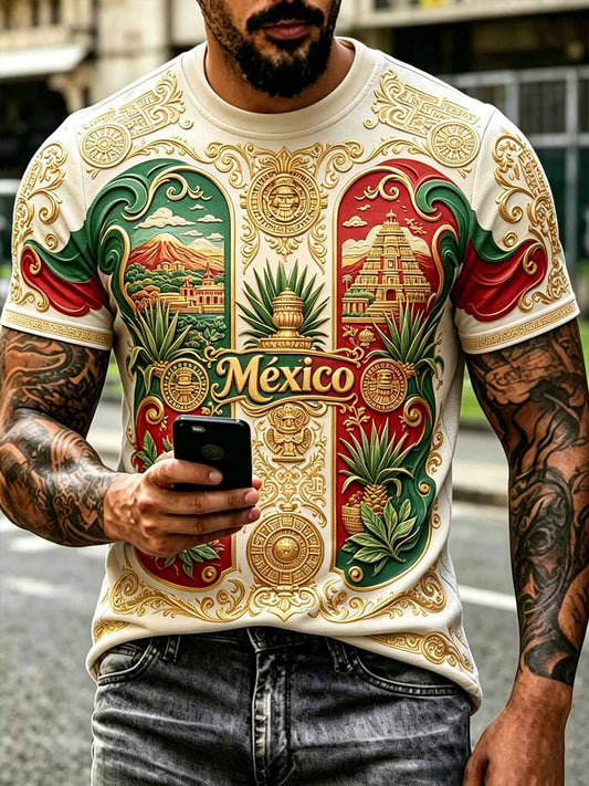 Men's Mexican Football Print T-Shirt