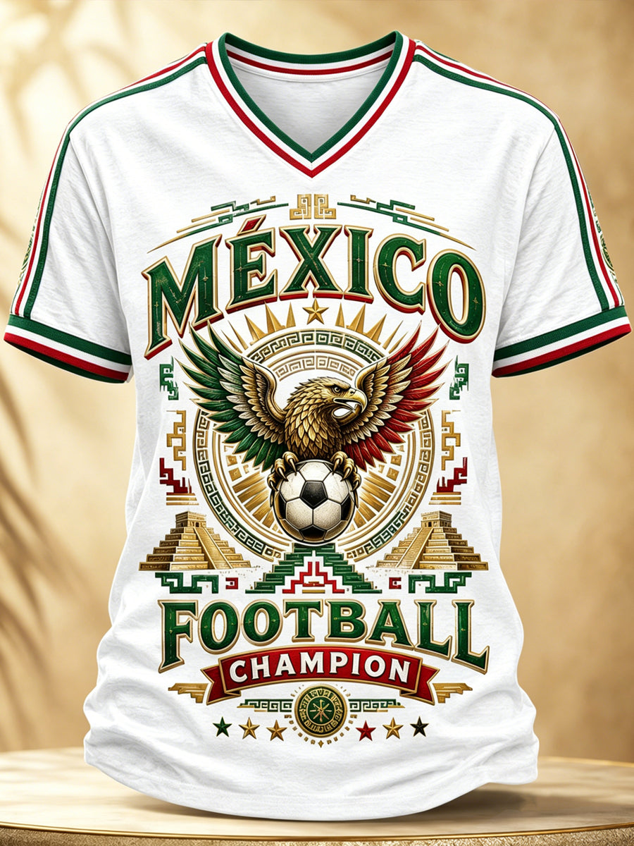 Women's Mexican Football Match Cheering Element Art Print V-Neck Top