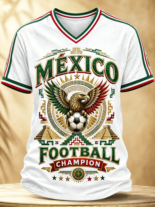 Women's Mexican Football Match Cheering Element Art Print V-Neck Top