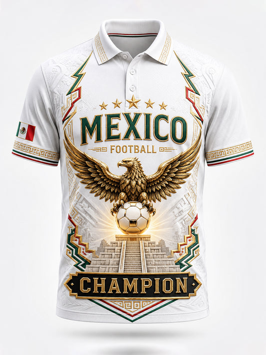 Men's Mexican Football Match Cheering Element Art Print Polo Shirt