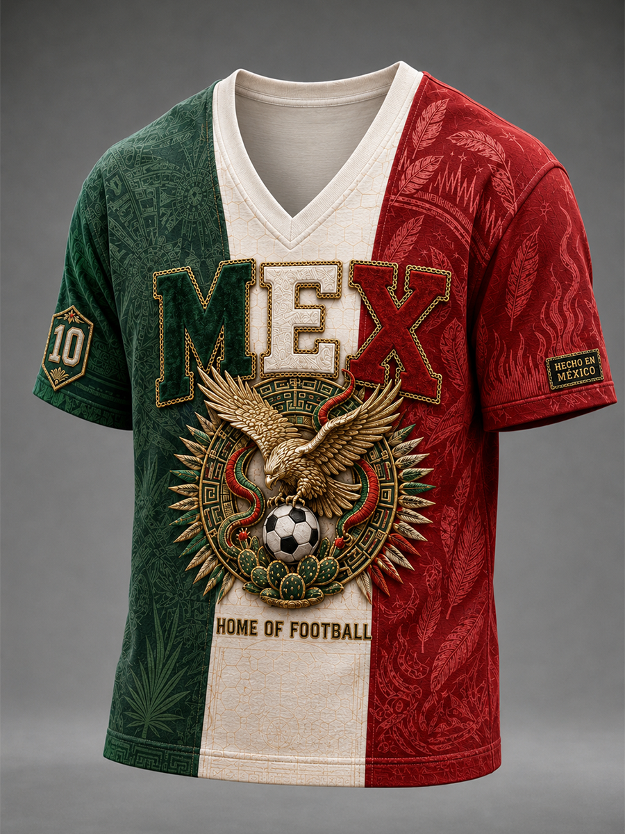 Men's Mexican Football V-Neck T-Shirt
