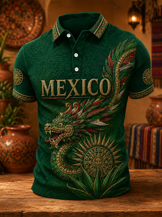 Men's Mexico Print Casual Polo