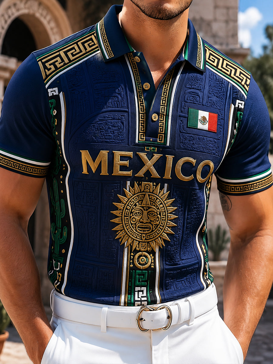 Men's Mexican Football Match Cheering Element Art Print Polo Shirt