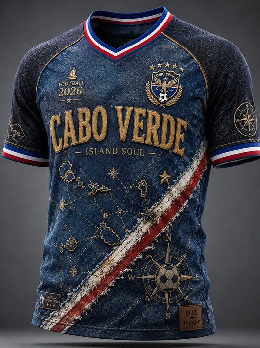 Men's Cape Verde Football  V-neck T-shirt