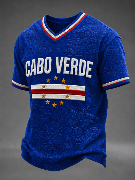 Men's Gift For Football Fans Print Casual Short Sleeve V-Neck T-shirt