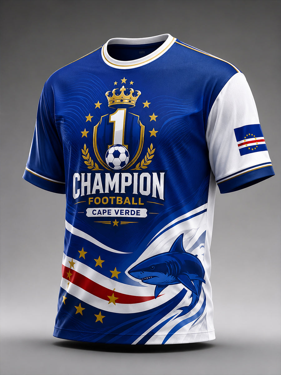 Men's Cape Verde Football Match Cheerleading Art Print T-Shirt