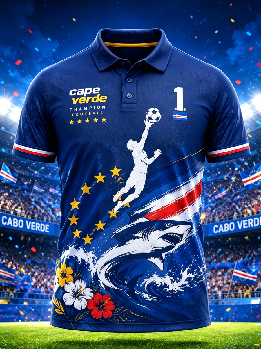 Men's Cape Verde football match cheering element art print polo shirt