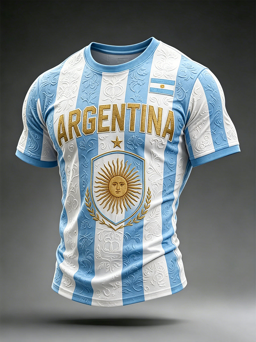 Men's Argentina Football Inspired Print Casual Short Sleeves T-shirt
