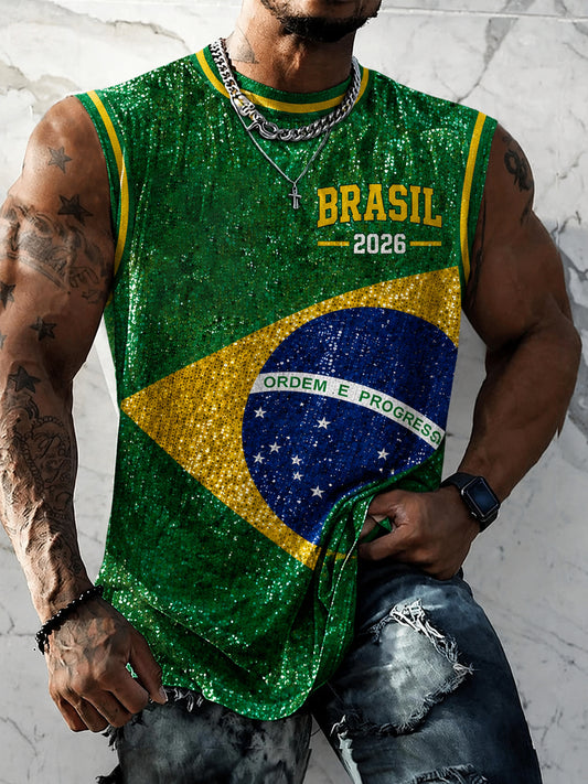 Men's  Brazil Football Fan Gift Art Print Vests
