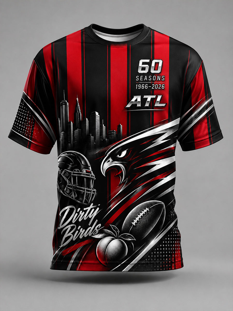Men's Atlanta Falcons 60th Anniversary Commemorative Art Print T-Shirt