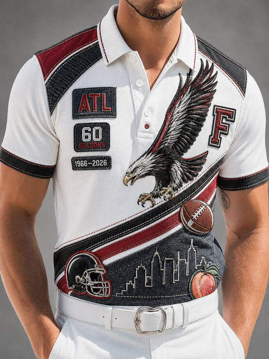 Men's Atlanta Falcons 60th Anniversary Commemorative Art Print Polo