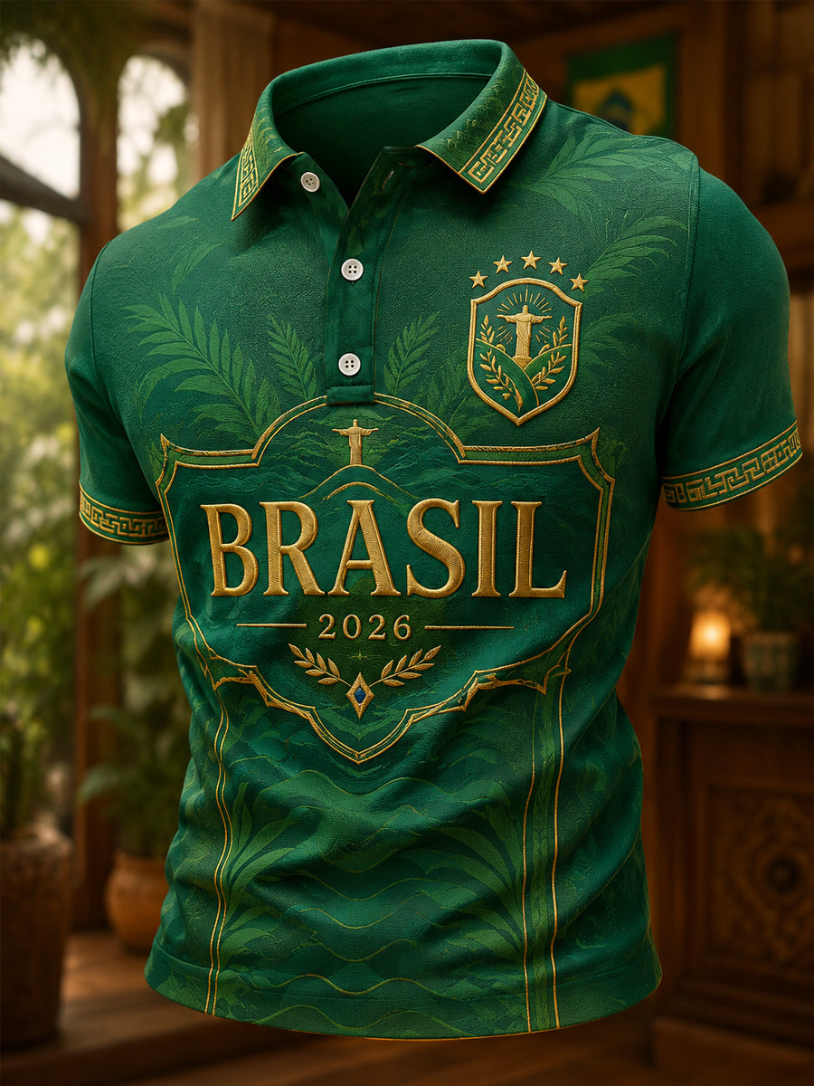 Men's Brasil Print Casual Polo