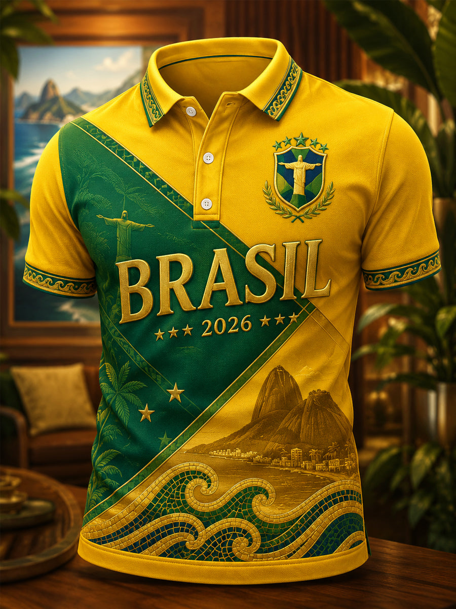 Men's Brasil Print Casual Polo