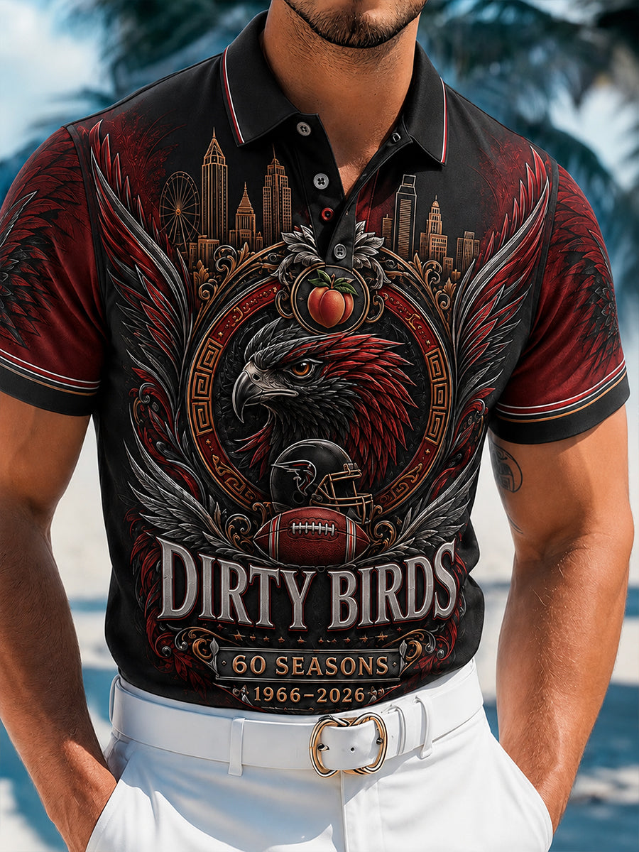 Men's Atlanta Falcons 60th Anniversary Commemorative Art Print Polo