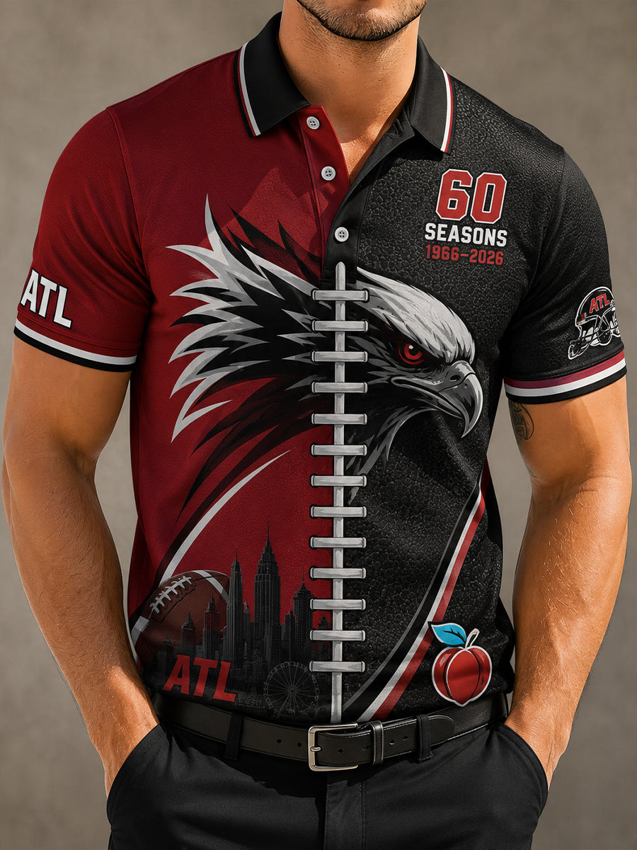 Men's Atlanta Falcons 60th Anniversary Commemorative Art Print Polo