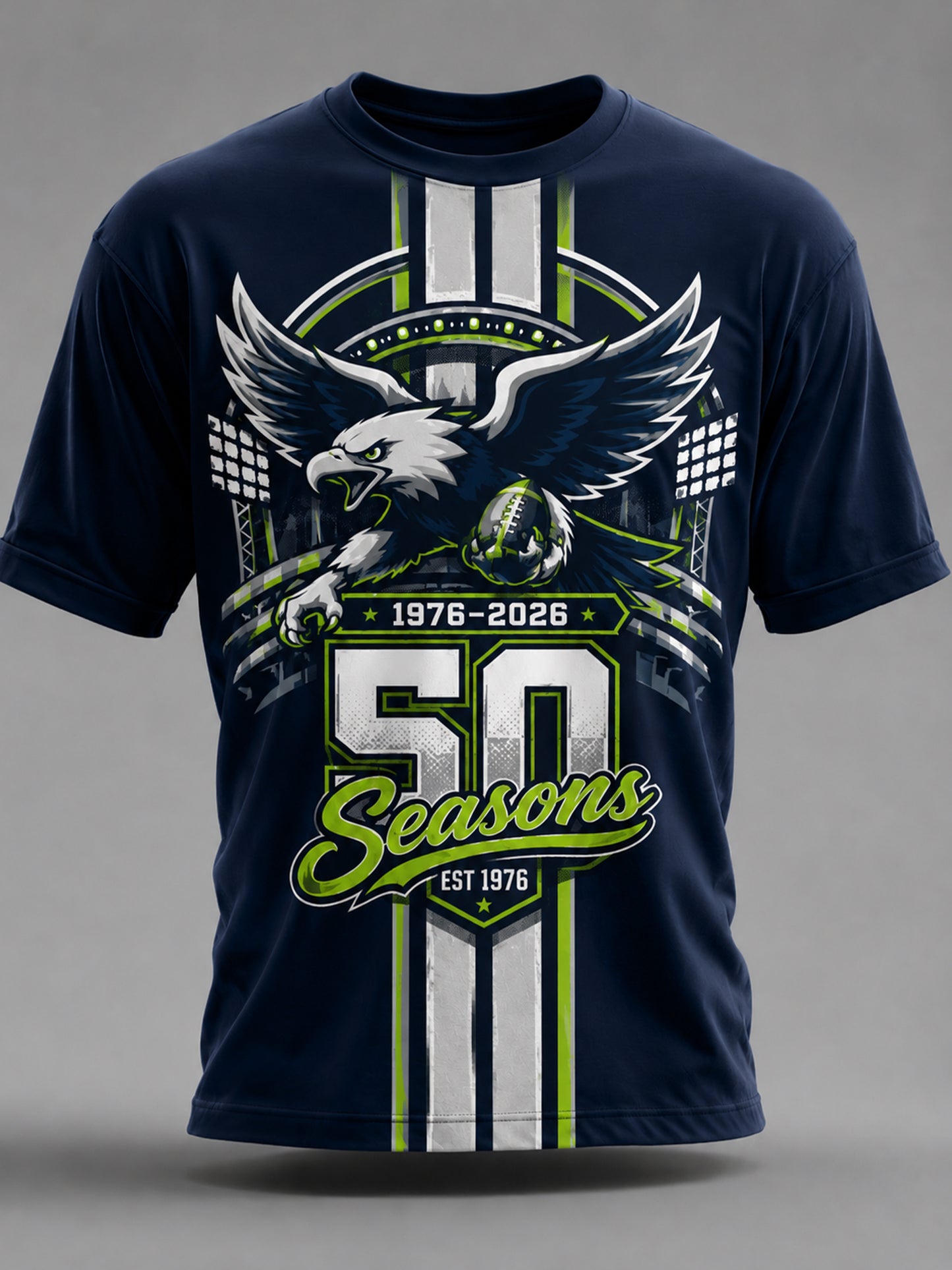 Men's Seattle Seahawks 50th Anniversary Art Print T-Shirt
