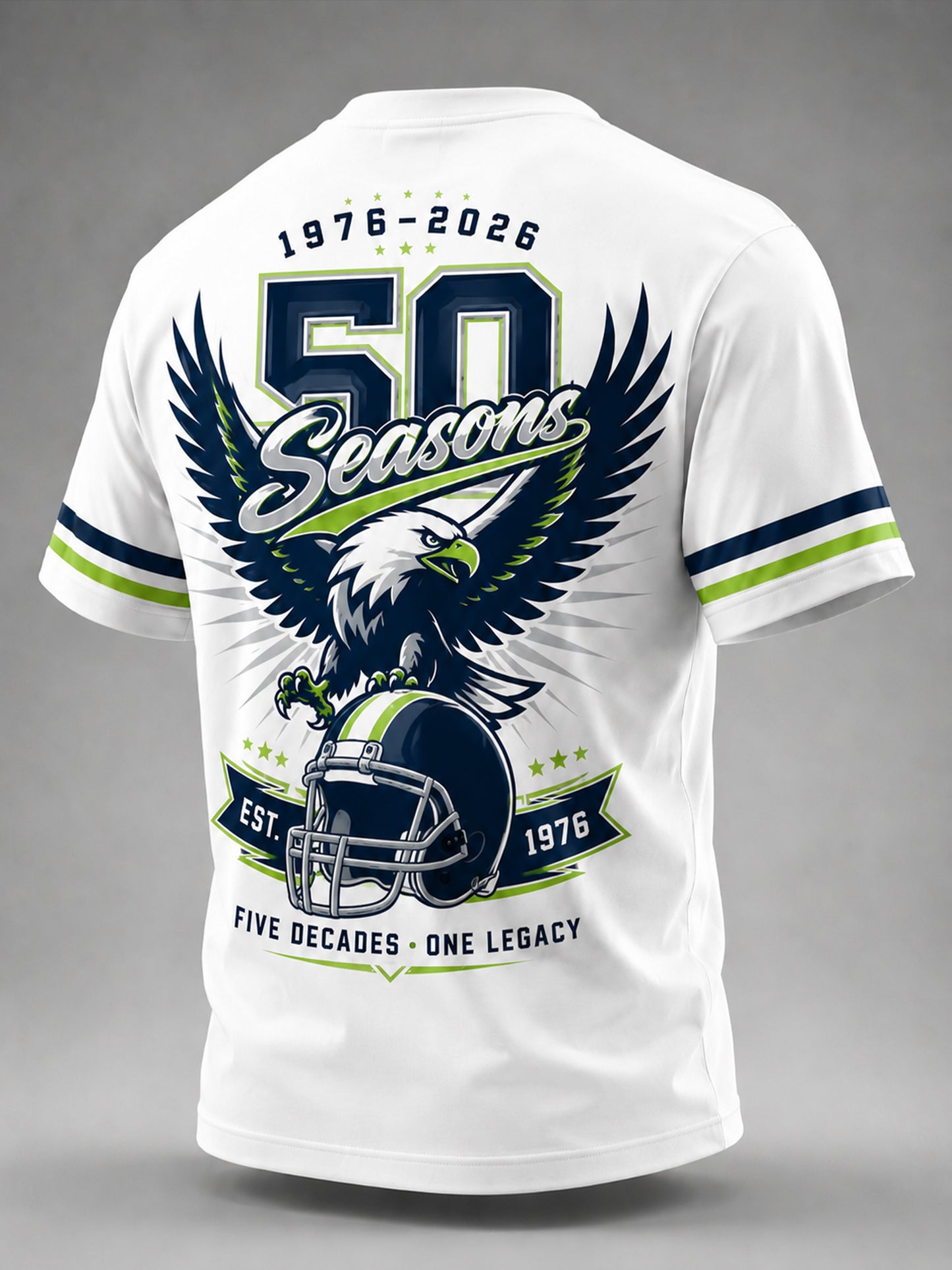 Men's Seattle Seahawks 50th Anniversary Art Print T-Shirt