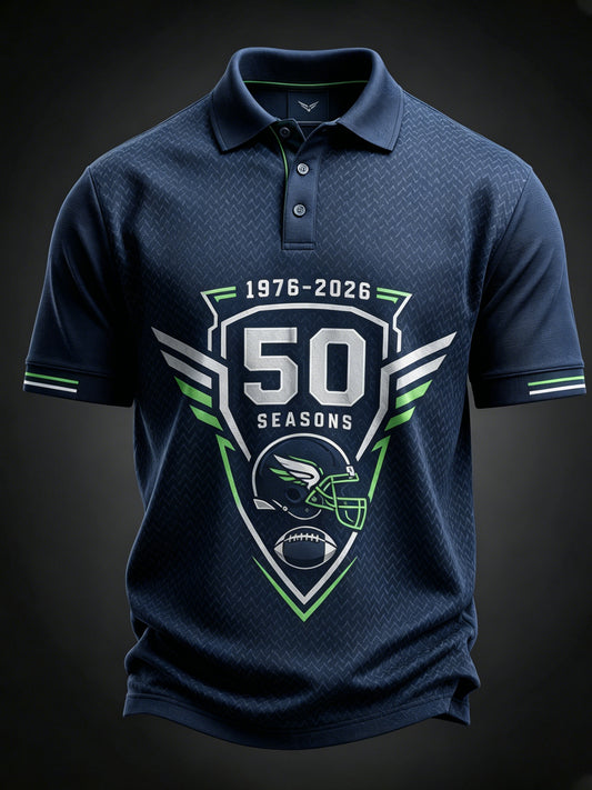 Men's Seattle Seahawks 50th Anniversary Art Print Polo
