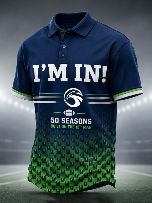Men's Seattle Seahawks 50th Anniversary Art Print Polo