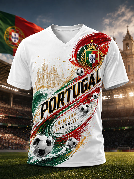 Men's Portugal Football Match Support Art Print T-Shirt