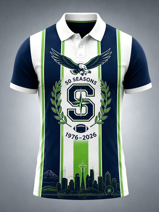 Men's Seattle Seahawks 50th Anniversary Art Print Polo