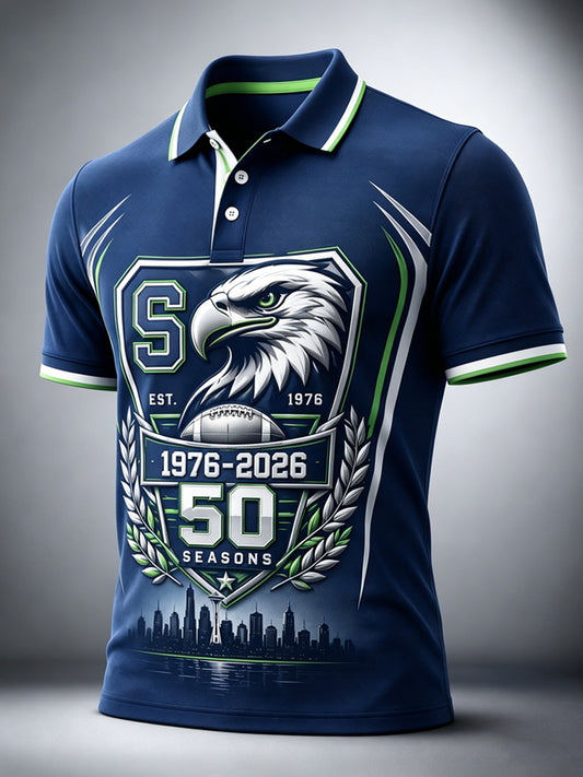 Men's Seattle Seahawks 50th Anniversary Art Print Polo
