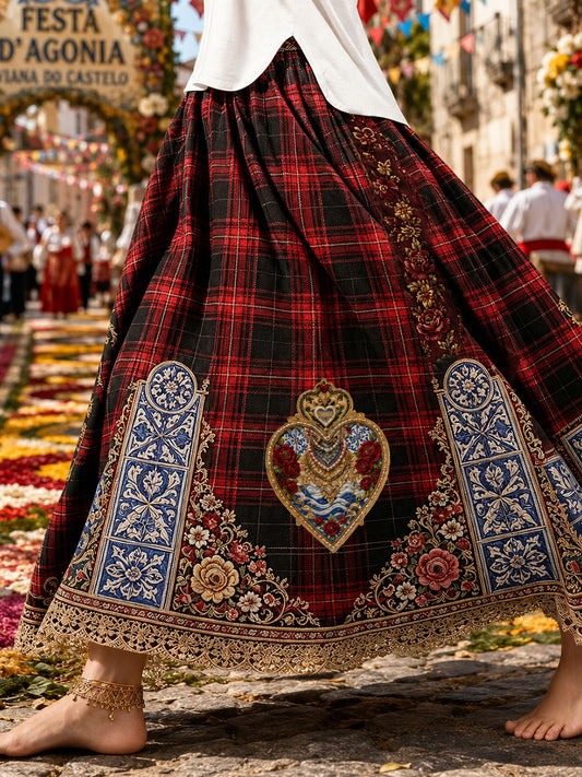 Women's Festas d'Agonia Portugal Art Printed Linen Dresses