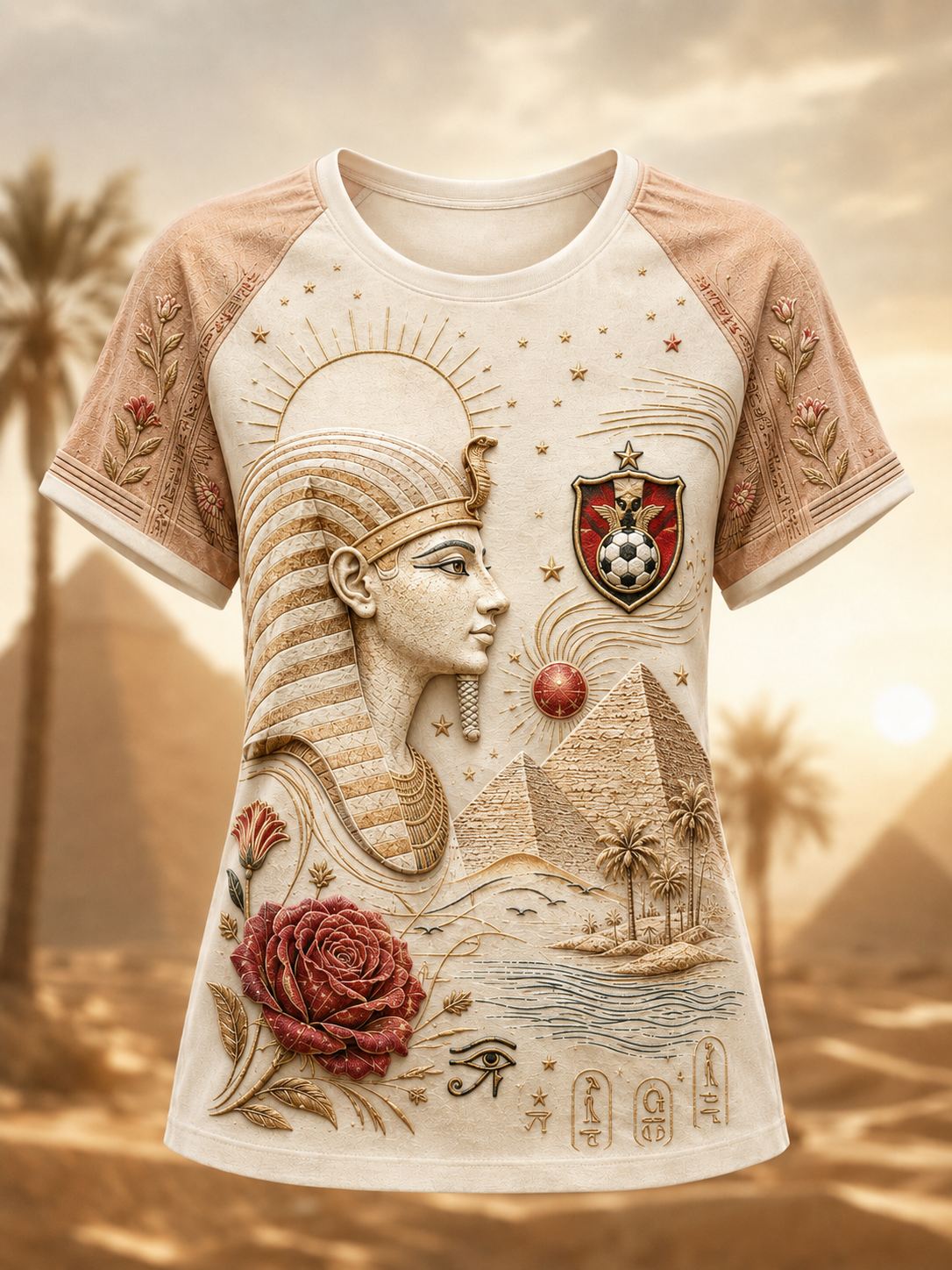 Women's Egyptian Football Round Neck Short Sleeve T-Shirt
