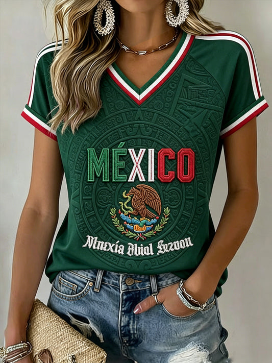 Women's Mexico Soccer Fan Graphic Casual T-Shirt