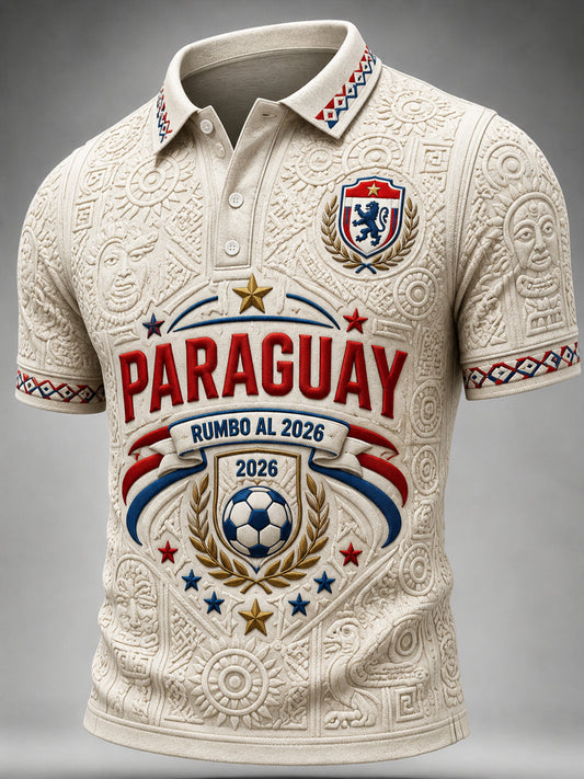 Men's  Paraguay Football Fan Gift Art Print Casual Short Sleeve Top