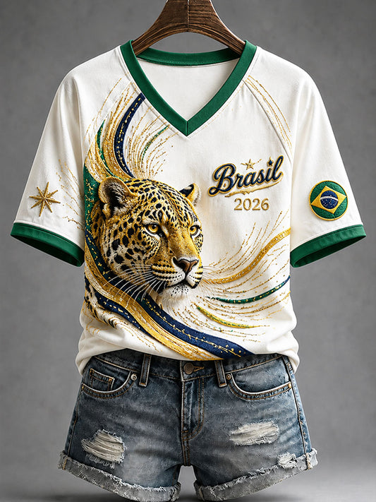 Women's 2026 Brazil Football Style T-shirt