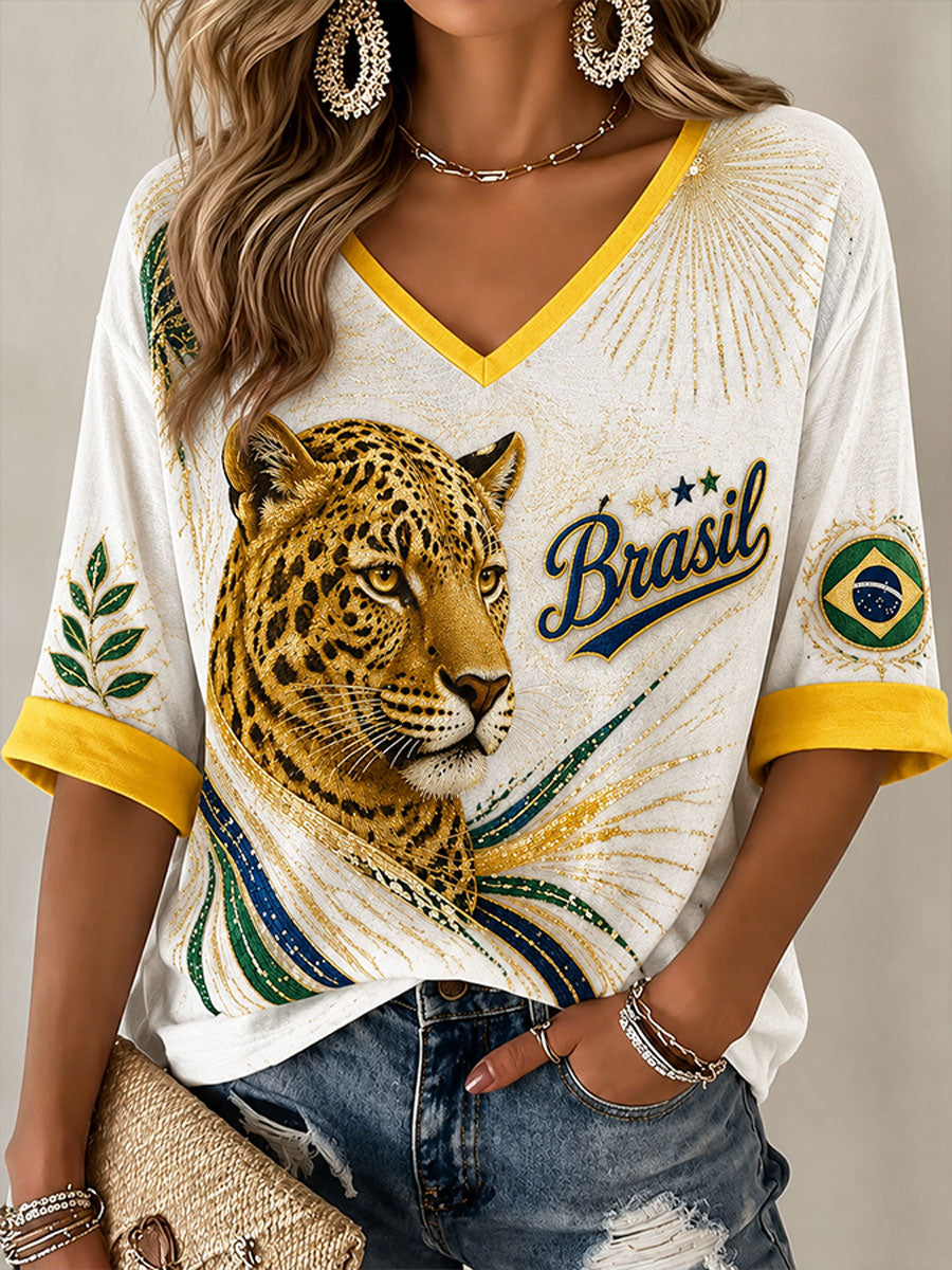 Women's 2026 Brazil Football Style T-shirt