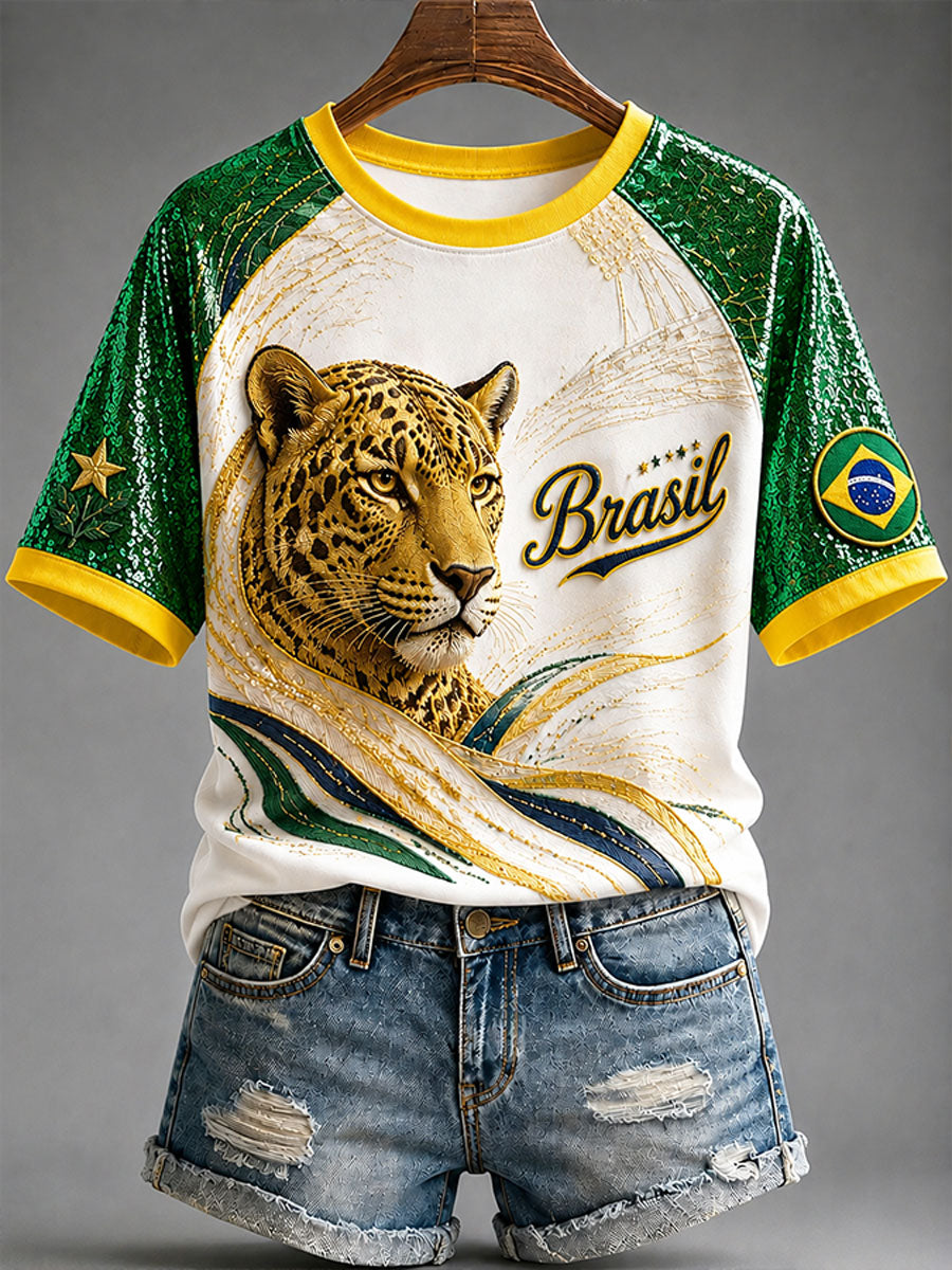 Women's 2026 Brazil Football Style T-shirt