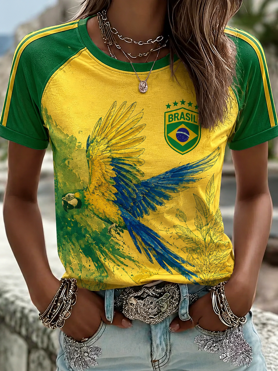 Women's RASIL Printed round neck short sleeve T-shirt