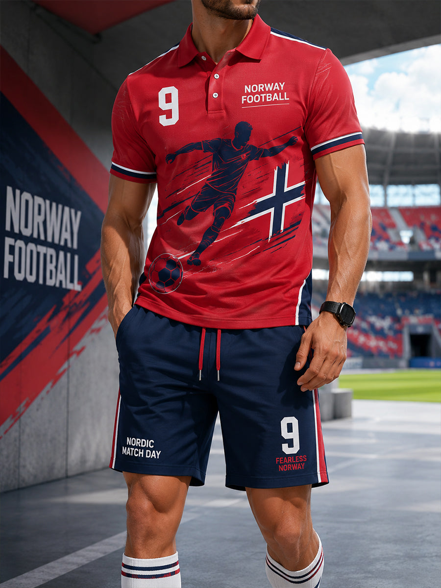 Men's Viking And Football-Themed Short-Sleeve Polo Shirt Set