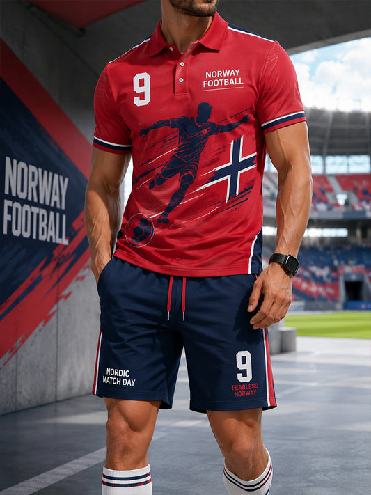Men's Viking And Football-Themed Short-Sleeve Polo Shirt Set