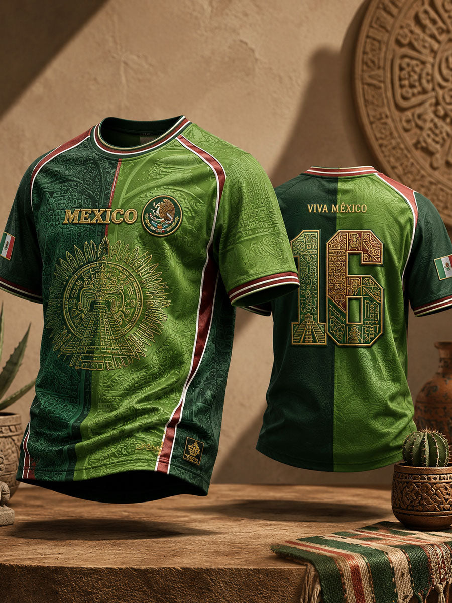 Men's Mexico Football Lover Art Printed T-shirt