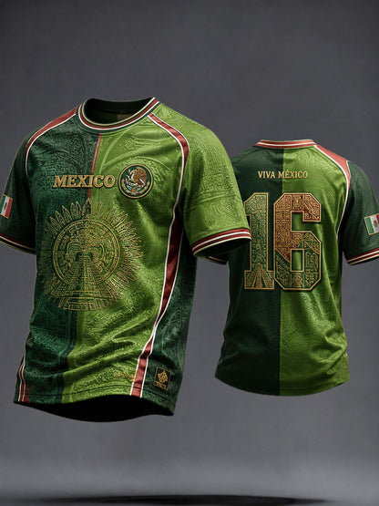 Men's Mexico Football Lover Art Printed T-shirt