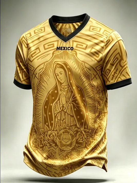 Men's Mexico Printed V-neck T-shirt