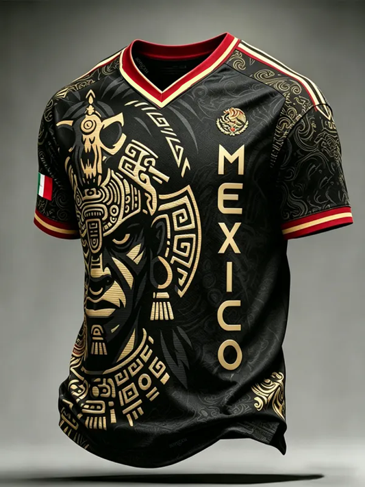 Men's Mexico Printed V-neck T-shirt